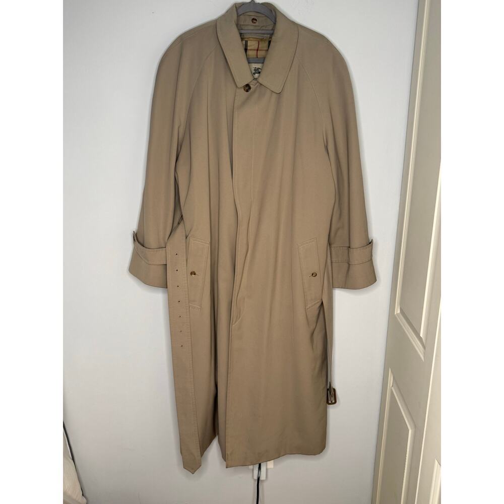 Burberry Trench Coat Mens 46 Regular Tan Nova Check Lining Removable Wool Liner